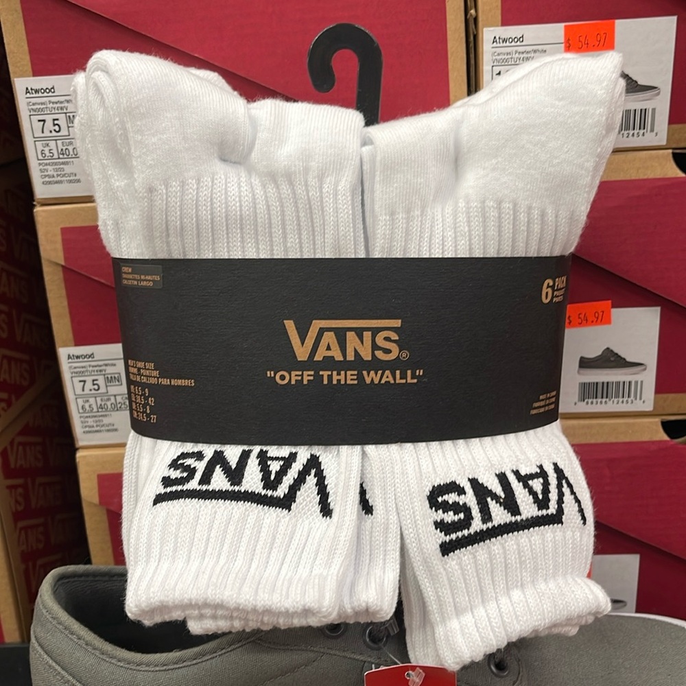Vans Socks 6 pairs set CREW VANS.
"OFF THE WALL" White/Black 
NWT - Picture 7 of 16